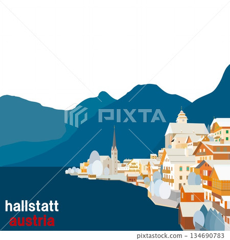 Hallstatt, Salzkammergut, Austria, winter landscape Hallstatt, Salzkammergut, Austria, winter landscape 134690783