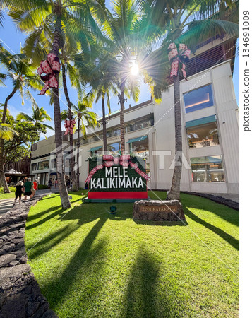 Hawaii Christmas decorations create a tropical holiday atmosphere 134691009