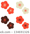 Hand-drawn plum blossoms, loose, cute, lucky charm 134691326