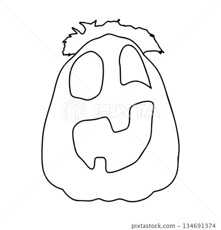 Outline for Coloring of Halloween Pumpkin. One of the Fall Holiday Symbol. Vector Illustration. 134691374