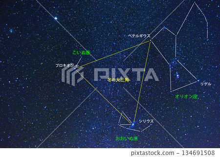 獵戶座冬季大三角（包含名稱和圖示） 134691508