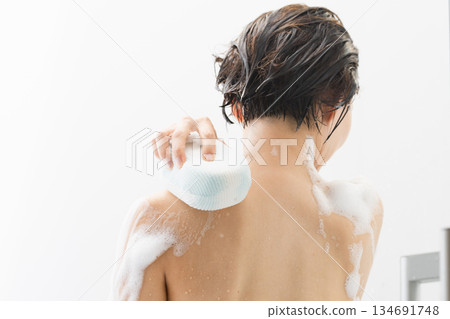 Woman washing her body beauty image 134691748
