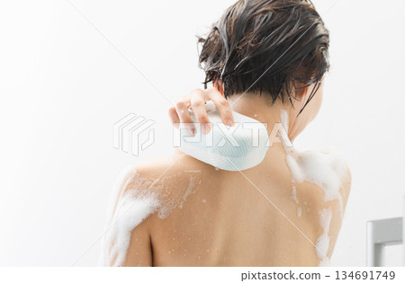 Woman washing her body beauty image 134691749