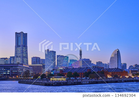 Yokohama Minato Mirai district at dusk, Yokohama City 134692304