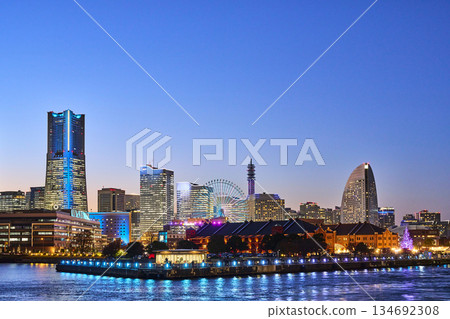 Illuminated Yokohama Minato Mirai district, Yokohama City 134692308