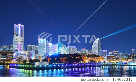 Illuminated Yokohama Minato Mirai district, Yokohama City Illuminated Yokohama Minato Mirai district, Yokohama City 134692312