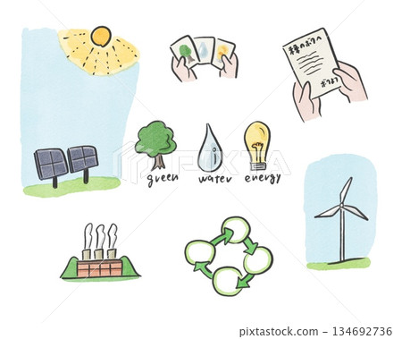 Renewable energy illustrations Renewable energy illustrations 134692736