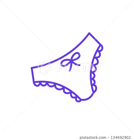 Underwear Icon. Thin Line Illustration of Womens Panties with Bow and Lace Trim, Pictogram of Lingerie and Intimate Apparel, Symbol of Comfort, Style and Sexy Underwear. Underwear Icon. Thin Line Illustration of Womens Panties with Bow and Lace Trim, Pictogram of Lingerie and Intimate Apparel, Symbol of Comfort, Style and Sexy Underwear. 134692902