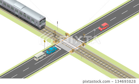 封閉鐵路道口的等距圖[A]（平面圖） 134693828