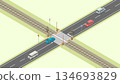 Isometric image of an open railroad crossing [A] (green area) 134693829