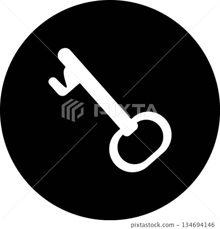 Vintage Skeleton Key Icon in Black Circle - Antique Security and Access Symbol 134694146