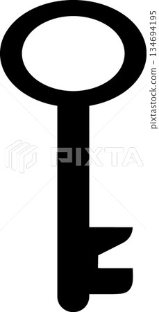Vertical Antique Skeleton Key Silhouette - Vintage Security and Estate Access Icon Vertical Antique Skeleton Key Silhouette - Vintage Security and Estate Access Icon 134694195