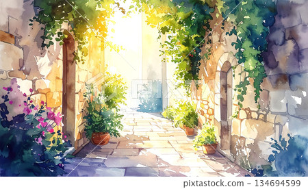 Light shining into the alley 134694599