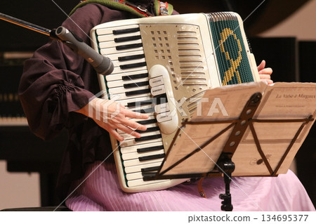 演奏手風琴的婦女 134695377