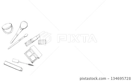Makeup set pencil drawing style 134695728