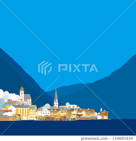 Hallstatt, Salzkammergut, Austria, winter landscape 134695934