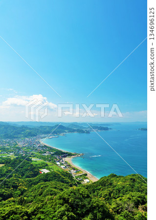 千葉縣藍天碧海房總半島(從野木切山眺望) 千葉縣藍天碧海房總半島(從野木切山眺望) 134696125