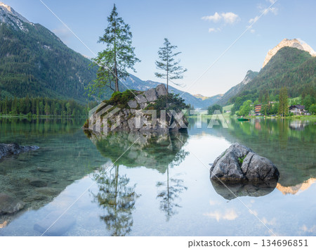 View of Hintersee lake in Berchtesgaden National Park Bavarian Alps, Germany View of Hintersee lake in Berchtesgaden National Park Bavarian Alps, Germany 134696851