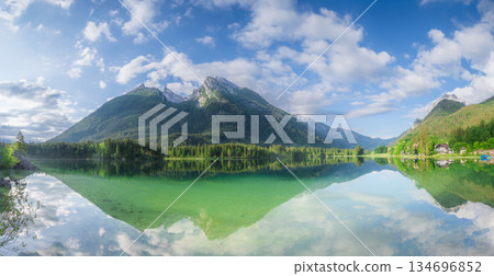 View of Hintersee lake in Berchtesgaden National Park Bavarian Alps, Germany 134696852