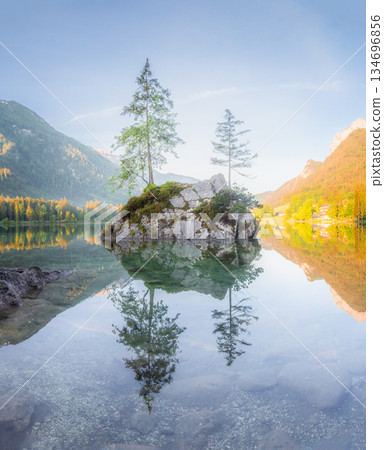 View of Hintersee lake in Berchtesgaden National Park Bavarian Alps, Germany View of Hintersee lake in Berchtesgaden National Park Bavarian Alps, Germany 134696856