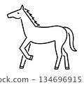 Simple illustration of a horse, Horse, Year of the Horse, New Year's card, 2026, white background, animal, horizontal 134696915