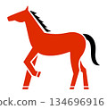 Simple illustration of a horse, Horse, Year of the Horse, New Year's card, 2026, white background, animal, horizontal 134696916