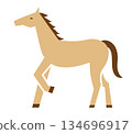 Simple illustration of a horse, Horse, Year of the Horse, New Year's card, 2026, white background, animal, horizontal 134696917