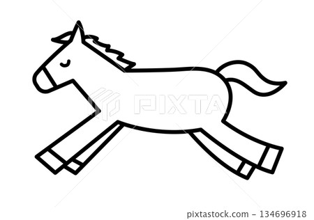 Simple illustration of a horse, Horse, Year of the Horse, New Year's card, 2026, white background, animal, horizontal 134696918