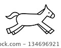 Simple illustration of a horse, Horse, Year of the Horse, New Year's card, 2026, white background, animal, horizontal 134696921