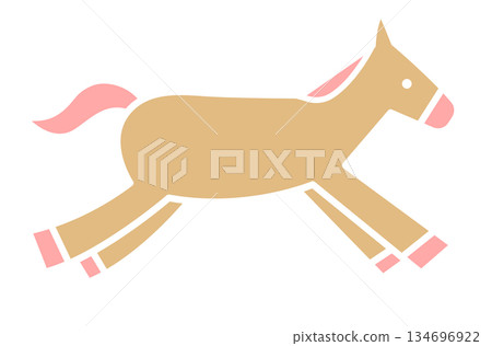 Simple illustration of a horse, Horse, Year of the Horse, New Year's card, 2026, white background, animal, horizontal 134696922