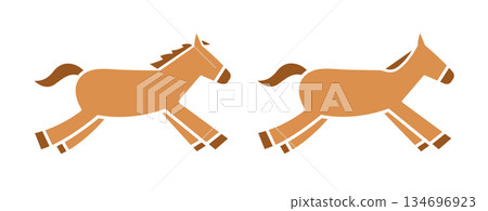 Simple illustration of a horse, Horse, Year of the Horse, New Year's card, 2026, white background, animal, horizontal Simple illustration of a horse, Horse, Year of the Horse, New Year's card, 2026, white background, animal, horizontal 134696923