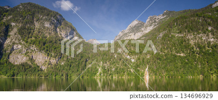 Konigsee lake near Jenner mount in Berchtesgaden National Park, Alps Germany 134696929