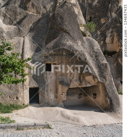Ancient rock-cut Snake Church Yilanli Kilise, Goreme Open-Air Museum, Cappadocia, Turkey. 134697435