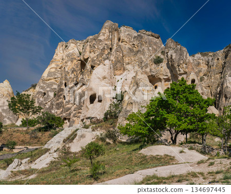 Ancient rock-cut churches of Goreme Open-Air Museum, Cappadocia, Turkey, a UNESCO World Heritage site Ancient rock-cut churches of Goreme Open-Air Museum, Cappadocia, Turkey, a UNESCO World Heritage site 134697445