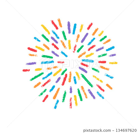 Crayon doodle firework confetti. Pencil hand drawn firework symbol. Chalk color birthday firecracker confetti. Crayon graphic design circle element. Vector illustration isolated on white background Crayon doodle firework confetti. Pencil hand drawn firework symbol. Chalk color birthday firecracker confetti. Crayon graphic design circle element. Vector illustration isolated on white background 134697620