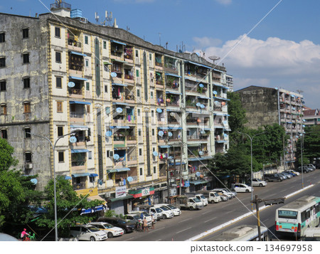 Apartment Buildings on Strand Road in Yangon Apartment Buildings on Strand Road in Yangon 134697958
