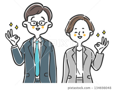 Business person making an OK sign, upper body, vector Business person making an OK sign, upper body, vector 134698048