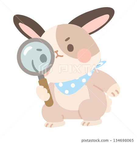 Illustration of a Rabbit with Magnifying Glass Illustration of a Rabbit with Magnifying Glass 134698065