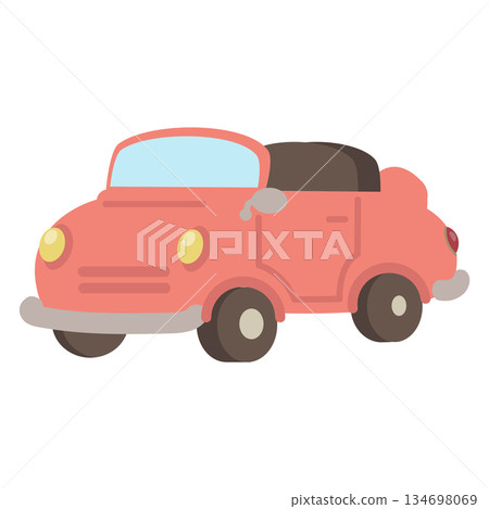 Illustration of a Red Convertible Car 134698069