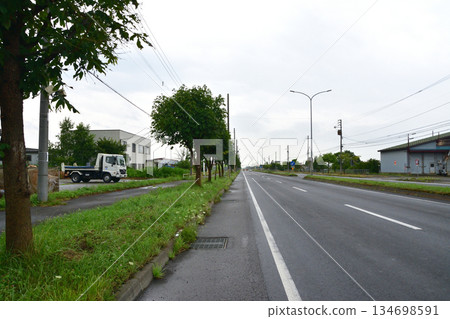Scenery of National Route 12, the longest straight road in Japan Scenery of National Route 12, the longest straight road in Japan 134698591
