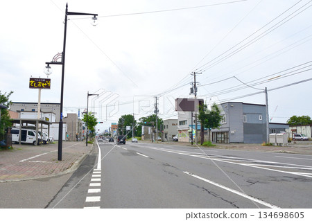 Scenery of National Route 12, the longest straight road in Japan Scenery of National Route 12, the longest straight road in Japan 134698605