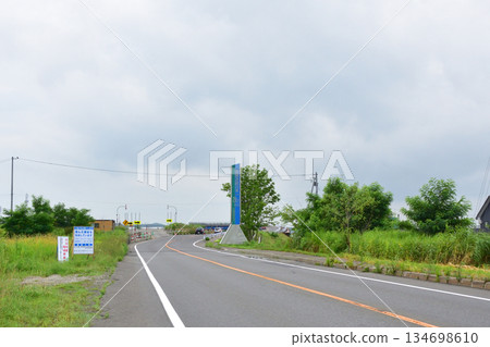 Scenery of National Route 12, the longest straight road in Japan 134698610