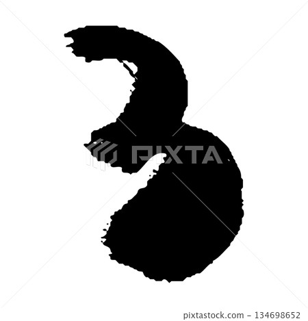 Hand-drawn illustration of the number 3 with a brush stroke 134698652