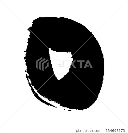 Hand-drawn illustration of the alphabet O with a brush stroke 134698673
