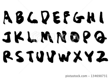 Brush-touch hand-drawn alphabet illustration Brush-touch hand-drawn alphabet illustration 134698731