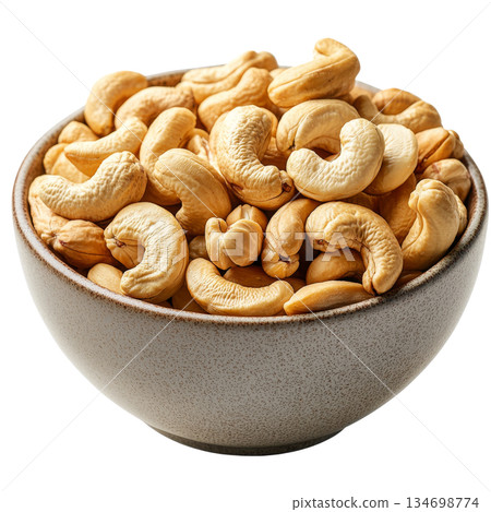 Bowl of cashews isolated on white background 134698774
