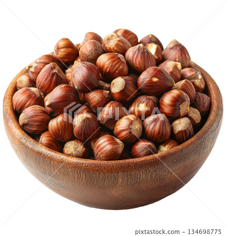 Bowl of hazelnuts isolated on white background 134698775