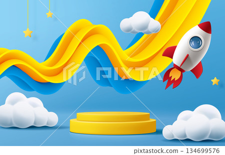 Fire candle, white cloud product display platform, children's festival, birth day, festival product display platform 134699576