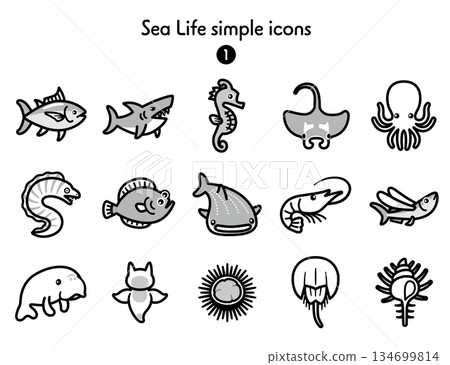 Simple icon sea creatures 1 134699814
