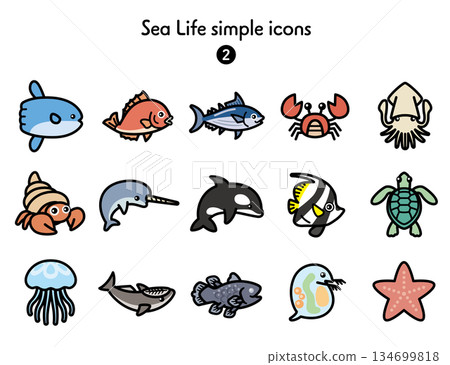 簡單圖示海洋生物 2 簡單圖示海洋生物 2 134699818